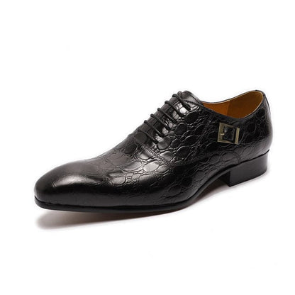 Autumn Winter Mens Dress Shoes Genuine Leather Buckle Lace Up Wedding Brogue Formal Oxfords Business Office Shoes for Men