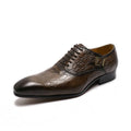 Autumn Winter Mens Dress Shoes Genuine Leather Buckle Lace Up Wedding Brogue Formal Oxfords Business Office Shoes for Men