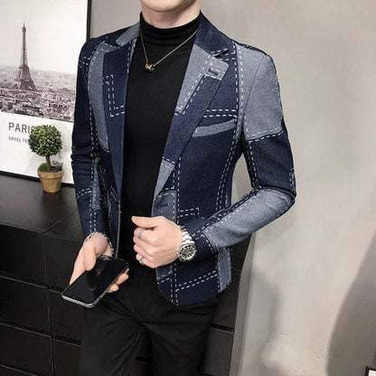 Spring Autumn Blazers Men Slim Fit British Plaid Formal Suit Jacket Party Wedding Business Casual Blazers Male Slim Coat