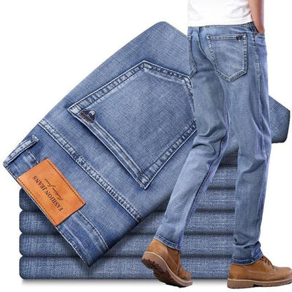 Sulee Brand Top Classic Style  Men Spring Summer Jeans Business Casual Light Blue Stretch Cotton Jeans Male Brand Trousers
