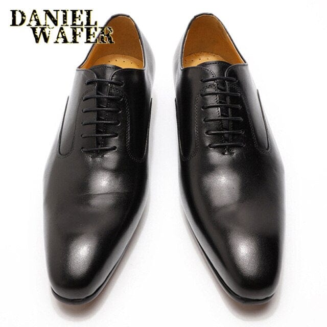 Luxury Brand Men Oxford Shoes White Black Brown Men Dress Office Wedding Formal shoes Lace up Pointed toe Leather Shoes Men