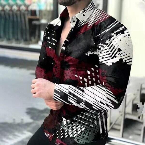 Fall  New Men's Shirt Long Sleeve Tees Tops Gradient Color Polka Dot Print Shirt Extra Large Single Shirt For Men Clothing