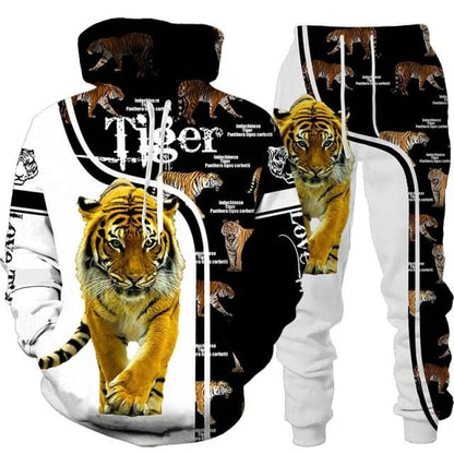 3D Printed Hoodie + Pants Suit Cool Men 2 Pcs Sportwear Tracksuit Set Autumn And Winter Men's Clothing
