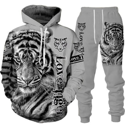 3D Printed Hoodie + Pants Suit Cool Men 2 Pcs Sportwear Tracksuit Set Autumn And Winter Men's Clothing
