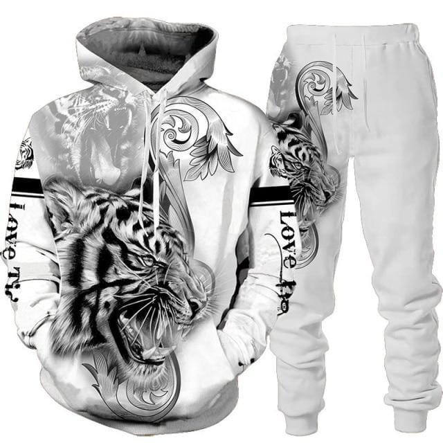 3D Printed Hoodie + Pants Suit Cool Men 2 Pcs Sportwear Tracksuit Set Autumn And Winter Men's Clothing