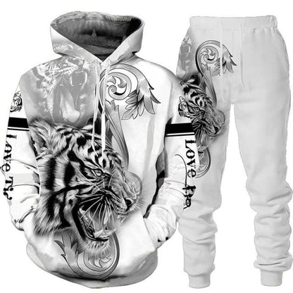 3D Printed Hoodie + Pants Suit Cool Men 2 Pcs Sportwear Tracksuit Set Autumn And Winter Men's Clothing