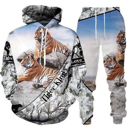 3D Printed Hoodie + Pants Suit Cool Men 2 Pcs Sportwear Tracksuit Set Autumn And Winter Men's Clothing