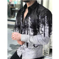Men's Slim Shirt Autumn Casual Turn-down Collar Streetwear Fashion Together Printed Long Sleeve Oversize Shirt For Men Top