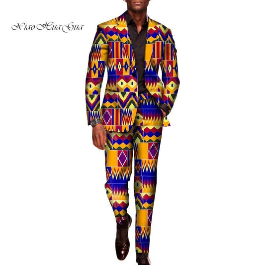 Set 2 bucăți pentru bărbați îmbrăcăminte tradițională africană, pantaloni, costume pentru bărbați, pentru petrecere, cu mâneci lungi, costume cu blazer, mari dimensiuni, ținute africane WYN602