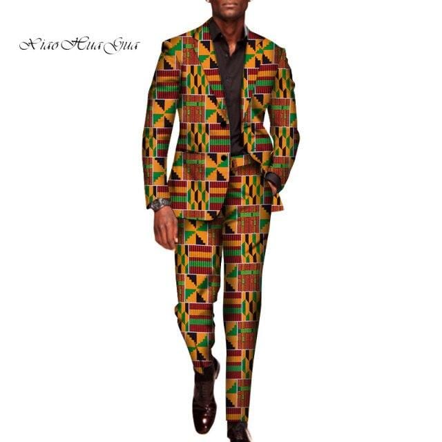2 Pieces Set for Men Traditional Africa Clothing Pants Suits Men Party Long Sleeve Blazer Suits Plus Size African Outfits WYN602