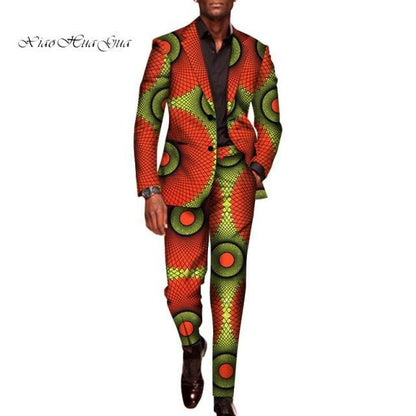 2 Pieces Set for Men Traditional Africa Clothing Pants Suits Men Party Long Sleeve Blazer Suits Plus Size African Outfits WYN602