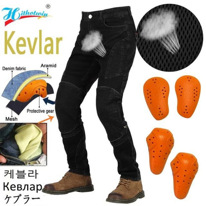 Men Motorcycle Pants Aramid Motorcycle Jeans Protective Gear Riding Touring Black Motorbike Trousers Blue Motocross Jeans
