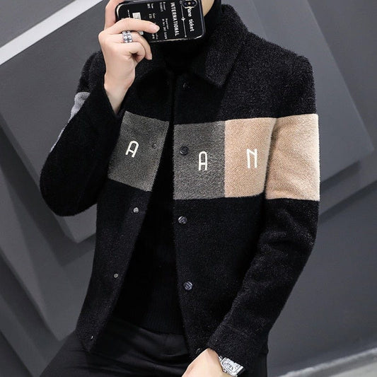 2021 Winter Wool Blends Jacket Men Short Casual Business Trench Coat Slim Stitching Windbreaker Social Streetwear Overcoat