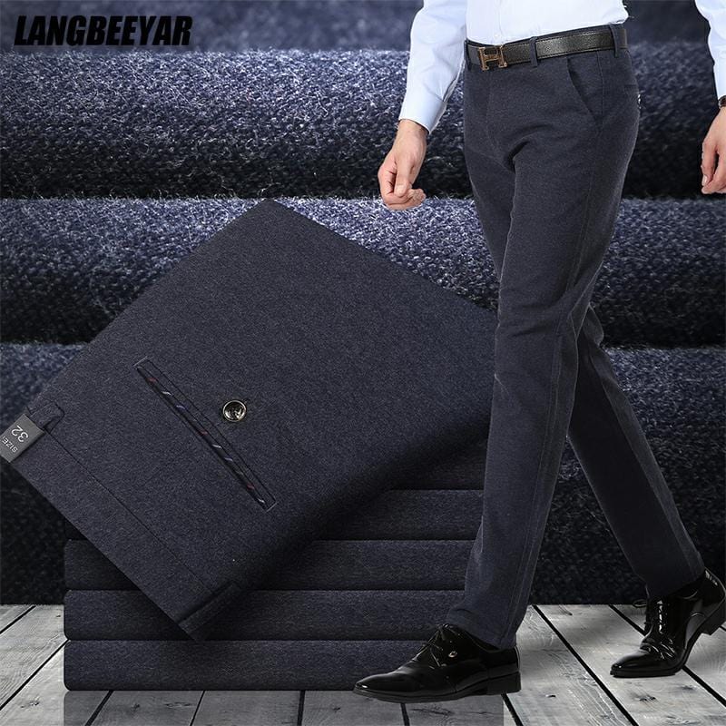 Top Quality Brushed Winter  New Brand Fashion Korean Comfortable Long Casual Pants Men Business Trousers Mens Clothes 2022 Big S