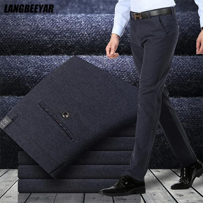 Top Quality Brushed Winter  New Brand Fashion Korean Comfortable Long Casual Pants Men Business Trousers Mens Clothes  Big S