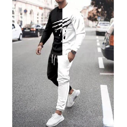 Spring Autumn Two-Piece Men Sport Suit T-Shirt Men's Fashion Print Hip Hop Streetwear Leisure Men's Sportswear Casual New