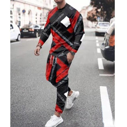 Spring Autumn Two-Piece Men Sport Suit T-Shirt Men's Fashion Print Hip Hop Streetwear Leisure Men's Sportswear Casual New