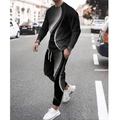Spring Autumn Two-Piece Men Sport Suit T-Shirt Men's Fashion Print Hip Hop Streetwear Leisure Men's Sportswear Casual New
