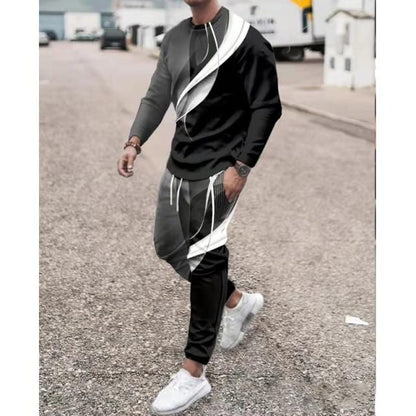 Spring Autumn Two-Piece Men Sport Suit T-Shirt Men's Fashion Print Hip Hop Streetwear Leisure Men's Sportswear Casual New