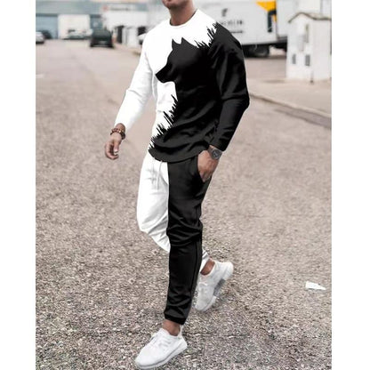 Men's Sportswear Two-Piece Men Sport Suit T-Shirt Men's Fashion Print Hip Hop Spring Autum Streetwear Leisure  Casual New