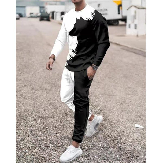 Men's Sportswear Two-Piece Men Sport Suit T-Shirt Men's Fashion Print Hip Hop Spring Autum Streetwear Leisure 2021 Casual New