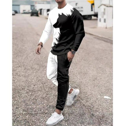 Men's Sportswear Two-Piece Men Sport Suit T-Shirt Men's Fashion Print Hip Hop Spring Autum Streetwear Leisure  Casual New