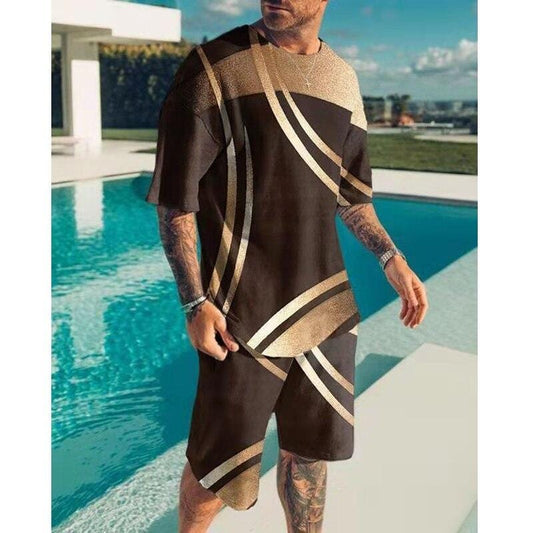 Costum bărbați Moda de vară Set 2 piese Bărbați Stradă Cămăși și pantaloni scurți Pantaloni Îmbrăcăminte ocazională Jogging Trening hawaian