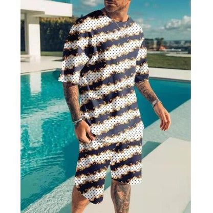 Men Suit Summer Fashion 2-piece Set Men Street Short Sleeve Shirts And Shorts Pants Casual Clothing Jogging Hawaiian Tracksuit
