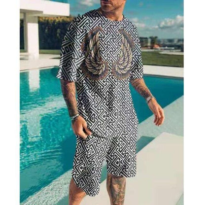 Men Suit Summer Fashion 2-piece Set Men Street Short Sleeve Shirts And Shorts Pants Casual Clothing Jogging Hawaiian Tracksuit