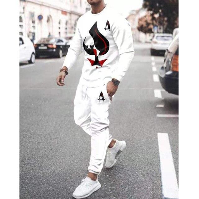 Men Tracksuit Men Sportsuit Gentlemen Vintage 3D Color Print Long Sleeve Tops+Sweatpants Set Gyms Casual Oversiz Sportswear Suit