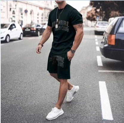 Summer Fashion Casual Short Sleeve Shorts Two-Piece Sports Casual Loose Plus-Size Men's Suit
