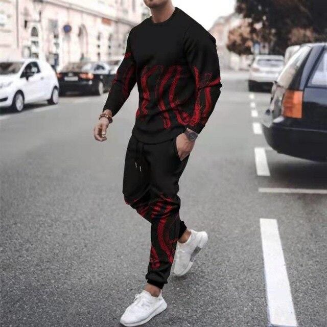 Tracksuits Men Sportswear New Spring Autumn 2 Piece Sets Octopus Print Sports Suit T-shirt+Pants Sweatsuit Male Fashion Clothes