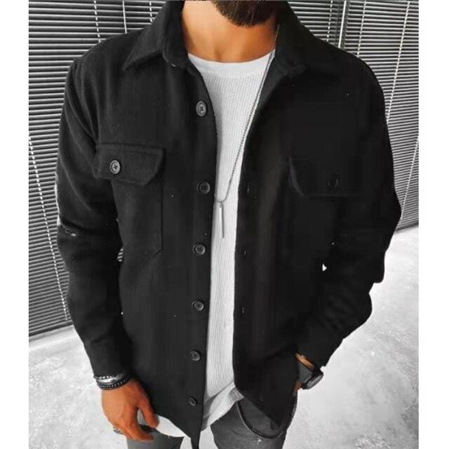 Vintage Fashion Pockets Oversized Plaid Shirt  Lapel Collar Long Sleeve Shirt For Men Loose Outerwear Cardigan Coat Autumn