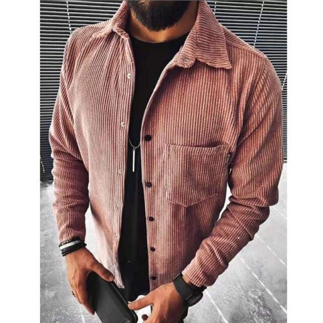 Vintage Fashion Pockets Oversized Plaid Shirt  Lapel Collar Long Sleeve Shirt For Men Loose Outerwear Cardigan Coat Autumn