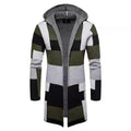 Autumn Winter New Men's Sweater Casual Color Matching Mid-length Loose Thick Hooded Knitted Men's Coat Cardigan Jacket