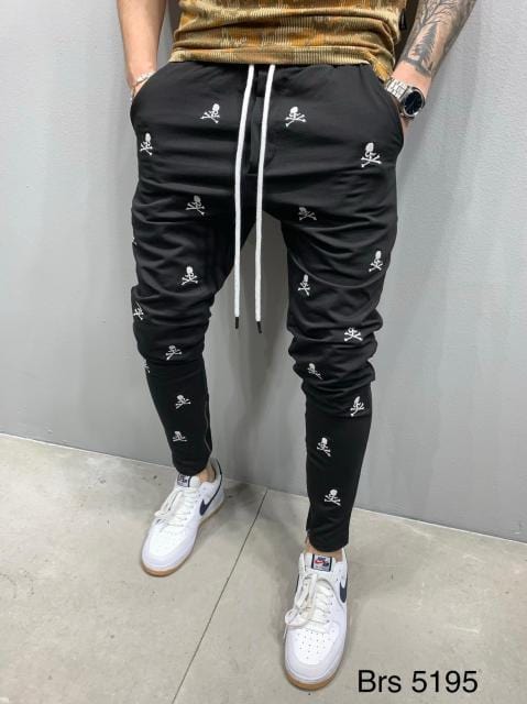 Pantaloni noi pentru bărbați High Street, bumbac brodat hip-hop, slim fit, cu fermoar, gura piciorului, pantaloni pentru bărbați, sport casual, jogging, pantaloni masculini