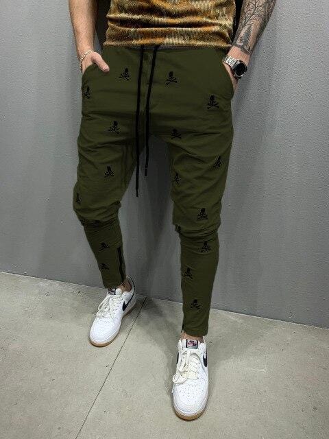 Pantaloni noi pentru bărbați High Street, bumbac brodat hip-hop, slim fit, cu fermoar, gura piciorului, pantaloni pentru bărbați, sport casual, jogging, pantaloni masculini