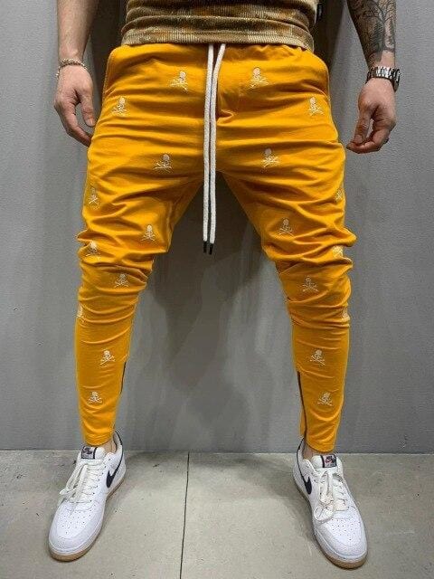 Pantaloni noi pentru bărbați High Street, bumbac brodat hip-hop, slim fit, cu fermoar, gura piciorului, pantaloni pentru bărbați, sport casual, jogging, pantaloni masculini