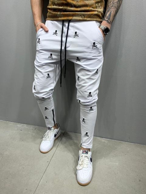 Pantaloni noi pentru bărbați High Street, bumbac brodat hip-hop, slim fit, cu fermoar, gura piciorului, pantaloni pentru bărbați, sport casual, jogging, pantaloni masculini