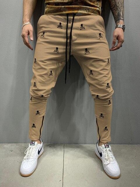 Pantaloni noi pentru bărbați High Street, bumbac brodat hip-hop, slim fit, cu fermoar, gura piciorului, pantaloni pentru bărbați, sport casual, jogging, pantaloni masculini