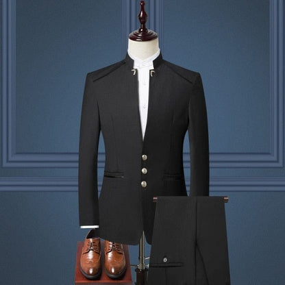 New Style Nostalgic Clothes ZhongShan Suit Man Wedding Solid Color Gold Button Blazers Especially Silm Fit Tuxedo Suit