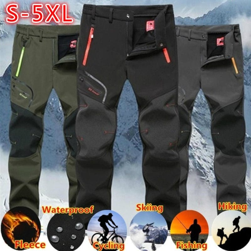 Men&#39;s Waterproof Pants Autumn Winter Outdoor Hiking Camping Fashion Sports Trousers Casual Soft Oversize Fleece Warm Cargo Pants