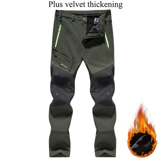 Men's Waterproof Pants Autumn Winter Outdoor Hiking Camping Fashion Sports Trousers Casual Soft Oversize Fleece Warm Cargo Pants