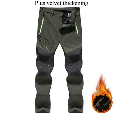 Men's Waterproof Pants Autumn Winter Outdoor Hiking Camping Fashion Sports Trousers Casual Soft Oversize Fleece Warm Cargo Pants