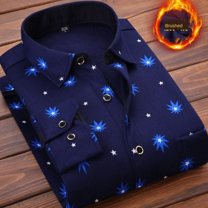 Spring Winter Men's Long Sleeve Plaid Flannel Fur Lined Thick Work Shirts fleece warm long sleeve shirt for men dress shirts