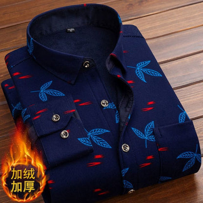 Spring Winter Men's Long Sleeve Plaid Flannel Fur Lined Thick Work Shirts fleece warm long sleeve shirt for men dress shirts