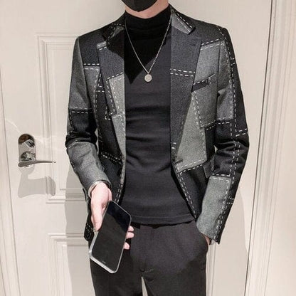 Korean Slim Men Blazers Washed Denim Casual Suit Jacket  Autumn Street Wear Social Men Clothing Wedding Business Dress Coat