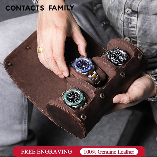 Luxury Watch Roll Box 3 Slots Leather Watch Case Holder For Men Women Watches Organizer Display Jewelry Bracelet Gift Storage