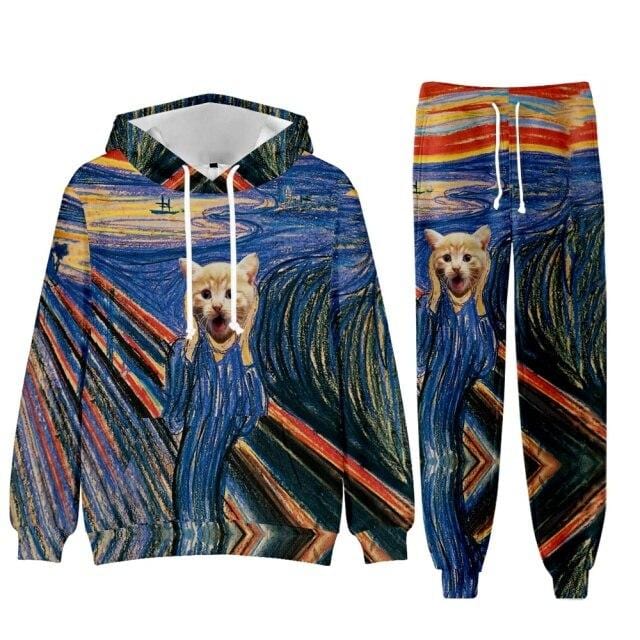 Baroque Church Luxury Men's Tracksuit Hoodies+Pants Jogging Sweatpants Sets Winter Fleece Jogger Sports Suit Sweatshirt