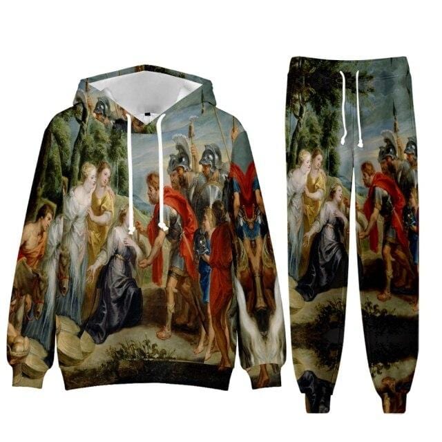 Baroque Church Luxury Men's Tracksuit Hoodies+Pants Jogging Sweatpants Sets Winter Fleece Jogger Sports Suit Sweatshirt